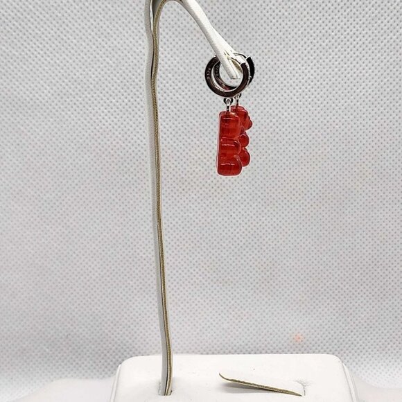 Brand New Sterling Silver 925 RED Teddy Bear Huggy Earrings - Picture 2 of 4